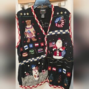 Studio FA LA LA Christmas Knit Vest, Size LARGE